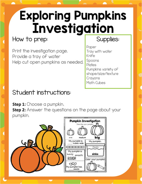 Preschool Pumpkin Theme Pack