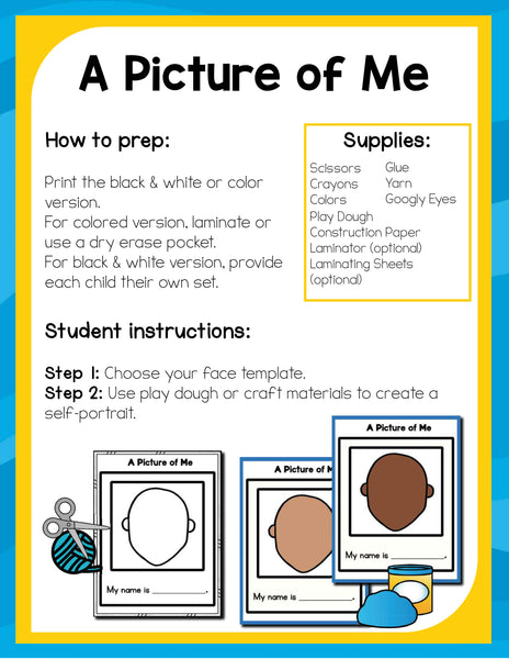 Preschool All About Me Theme Pack