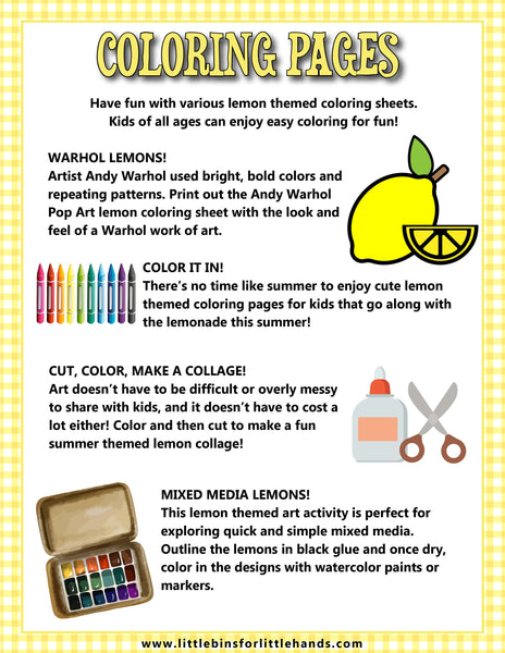 Lemon Activities Pack for Kids!