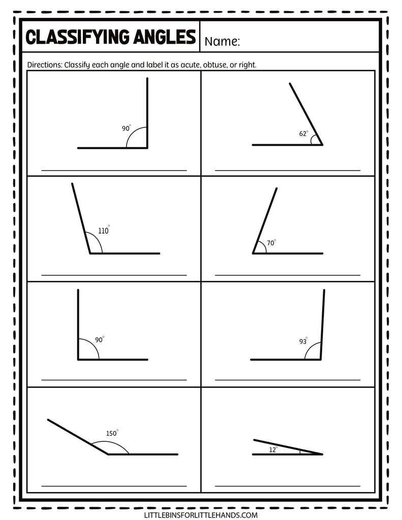 Math Lessons On Angles Math Angles Worksheets – Little Bins for Little Hands