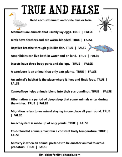 Animal Classification Activity Pack