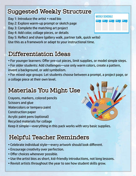 19 Famous Artists Print-and-Go Art Projects (K–4)