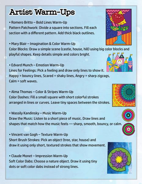 19 Famous Artists Print-and-Go Art Projects (K–4)