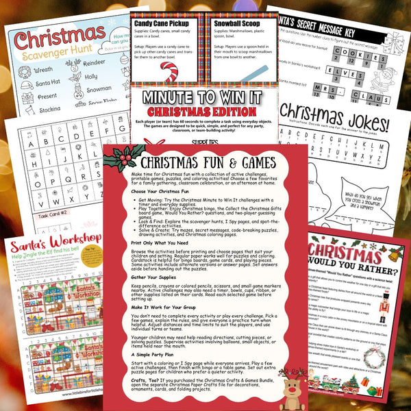 Christmas Crafts and Games Printable Bundle