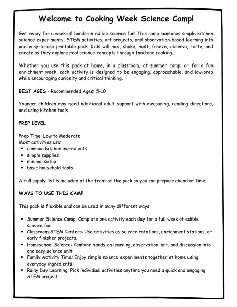 Kitchen Science Camp: Edible STEM Activities & Science Labs for Kids