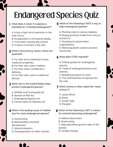 Endangered Species Lesson Guide