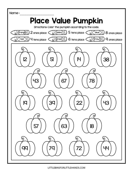 Fall Math Place Value Worksheets