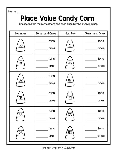 Fall Math Place Value Worksheets