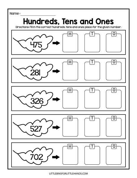 Fall Math Place Value Worksheets