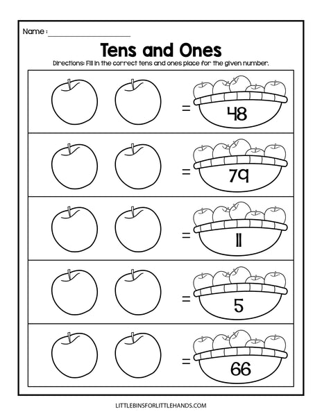 Fall Math Place Value Worksheets