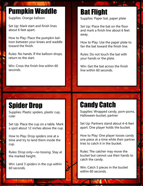 Halloween Minute to Win It Games Printable Pack | 22 Party Games for Kids