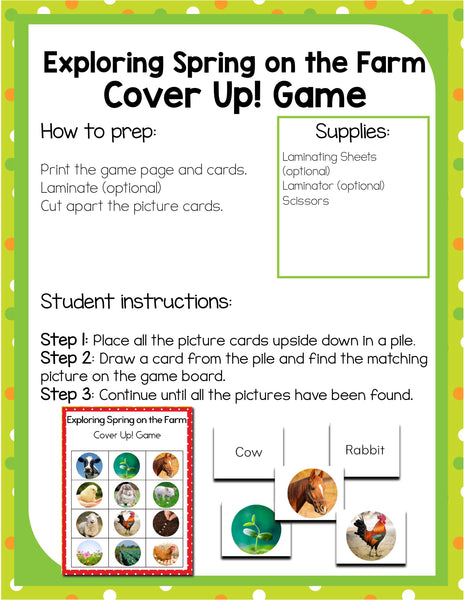 Preschool Spring Farm Theme Pack