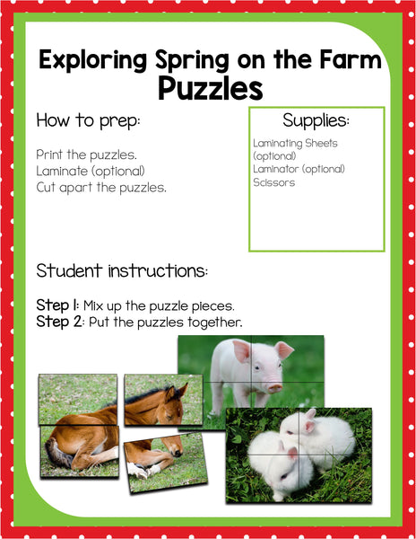Preschool Spring Farm Theme Pack