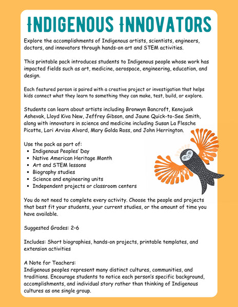 Indigenous Innovators Art & STEM Project Pack