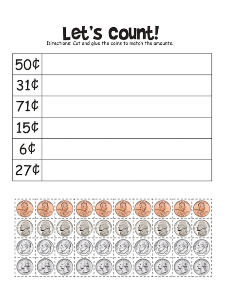 Math Counting Coins Activities Pack