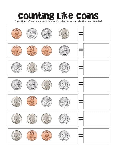 Math Counting Coins Activities Pack