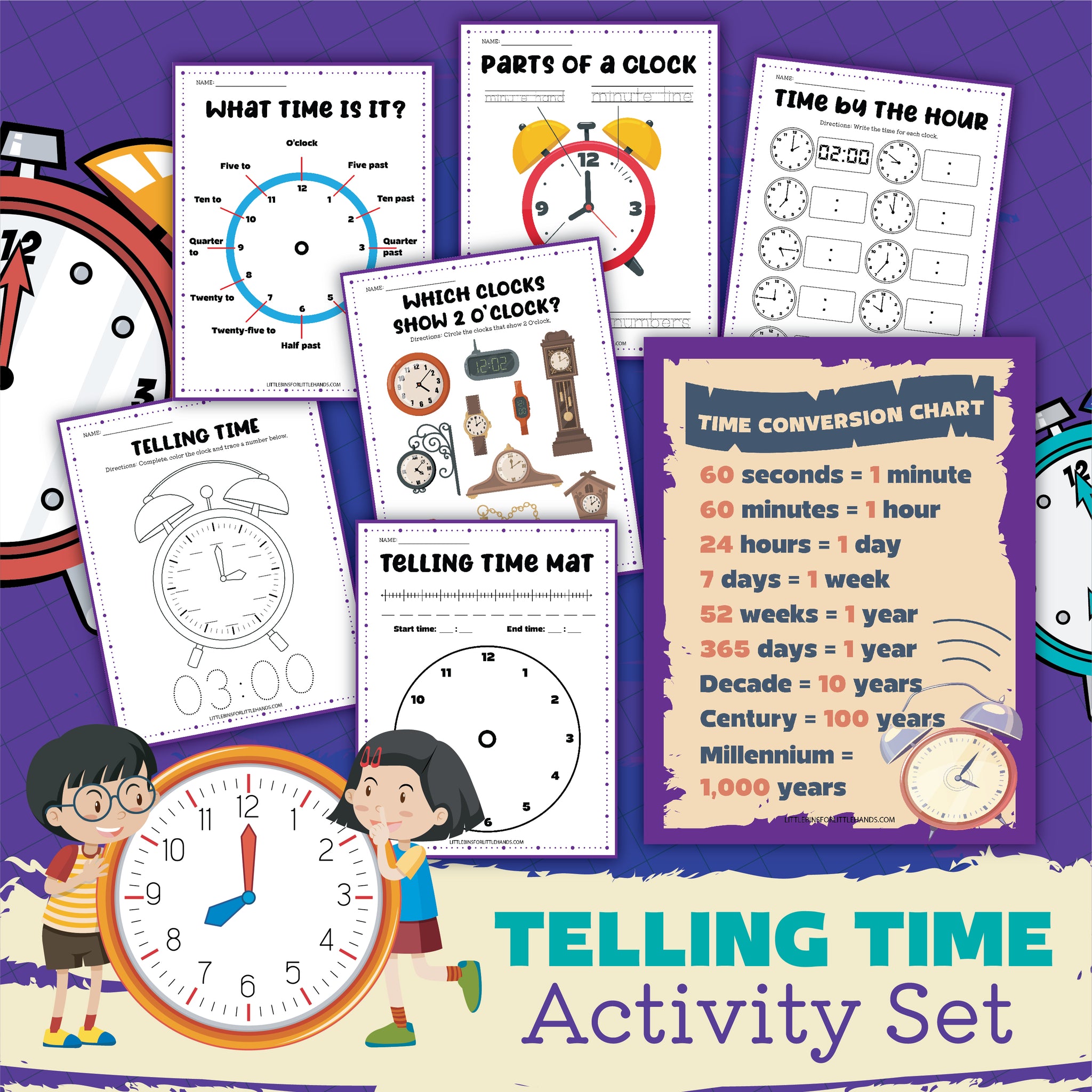 Math Telling Time Activities Pack