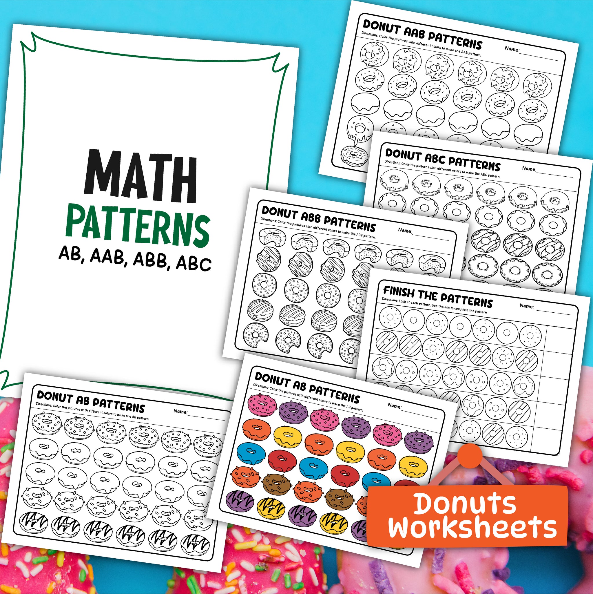 Math Donut Patterns Activity Sheets