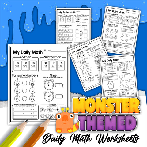 Monster Theme Daily Math Worksheets