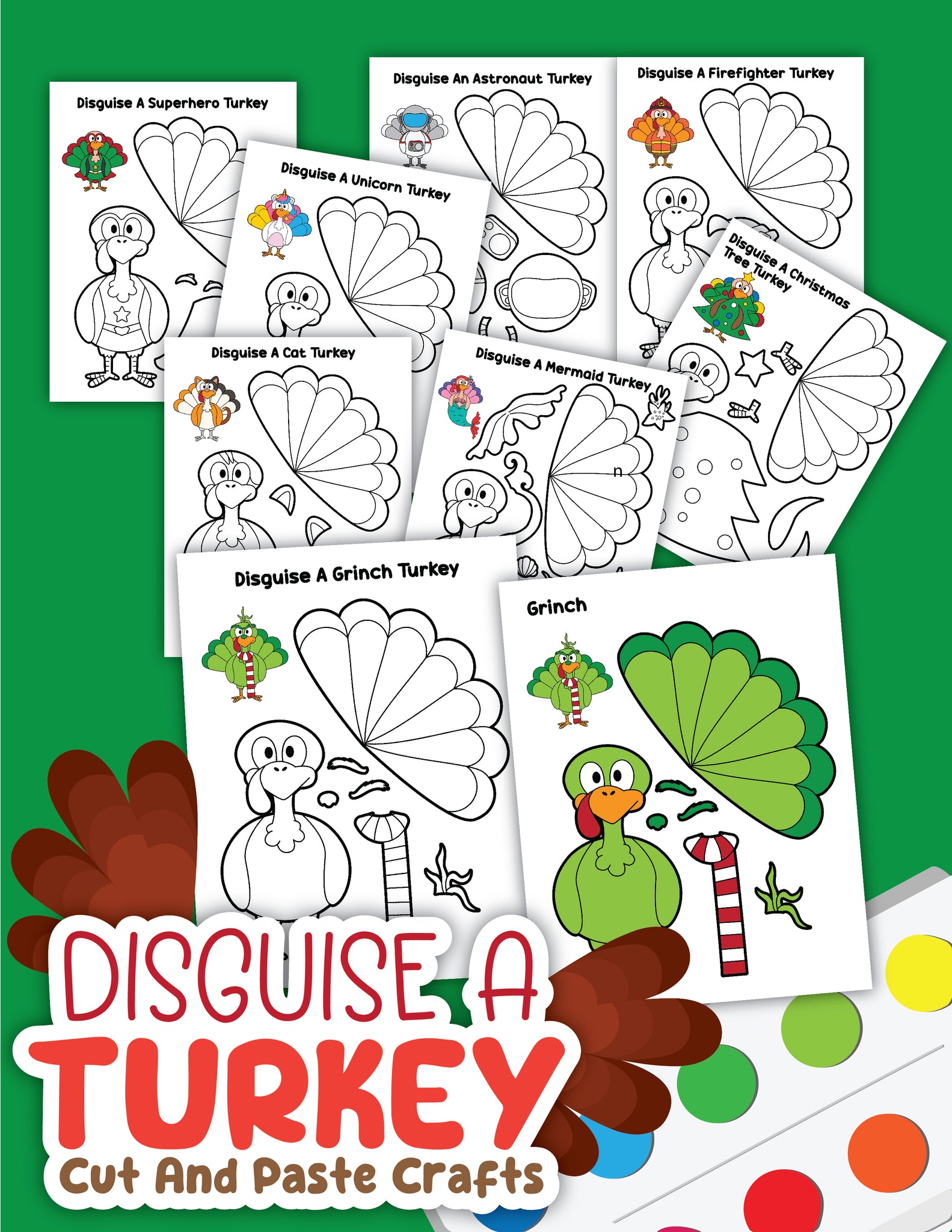 Disguise a Turkey Printable Craft | Cut and Paste Thanksgiving Activity for Kids