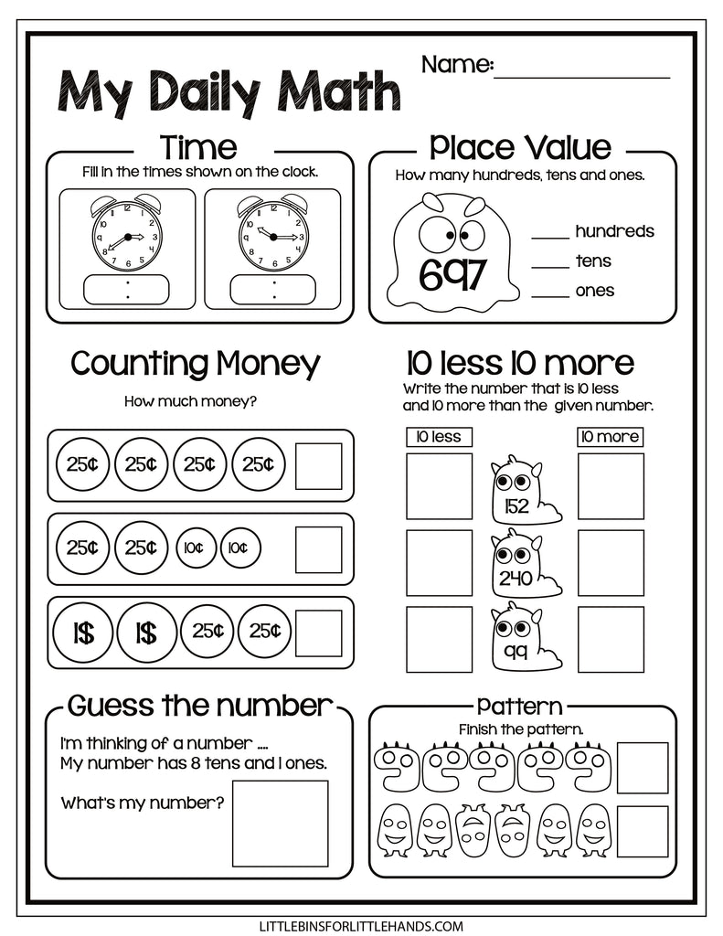 2nd Grade Daily Math Worksheets 10 Minute Daily Math Grade 2