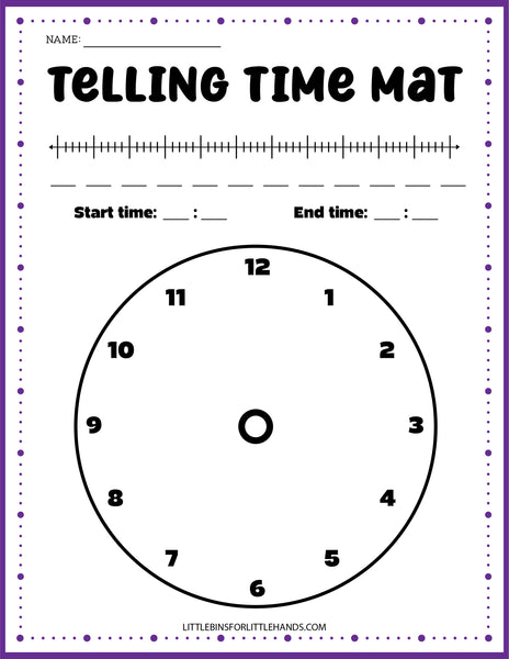 Math Telling Time Activities Pack