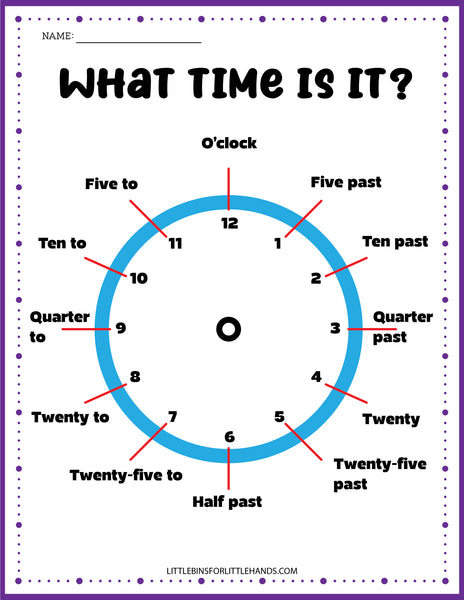 Math Telling Time Activities Pack