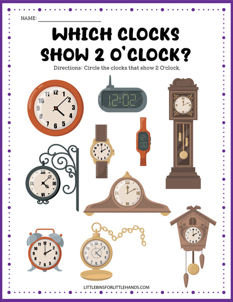 Math Telling Time Activities Pack