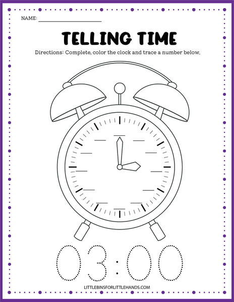 Math Telling Time Activities Pack