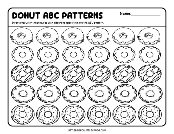 Math Donut Patterns Activity Sheets