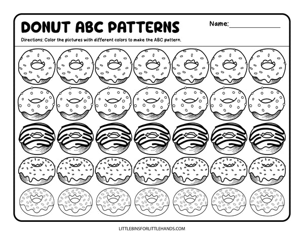 Math Donut Patterns Activity Sheets