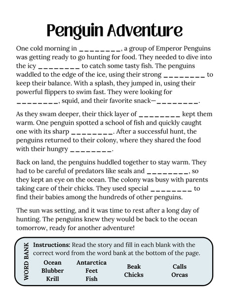 Penguin Study Unit Printable | Animal Science Activities for Kids