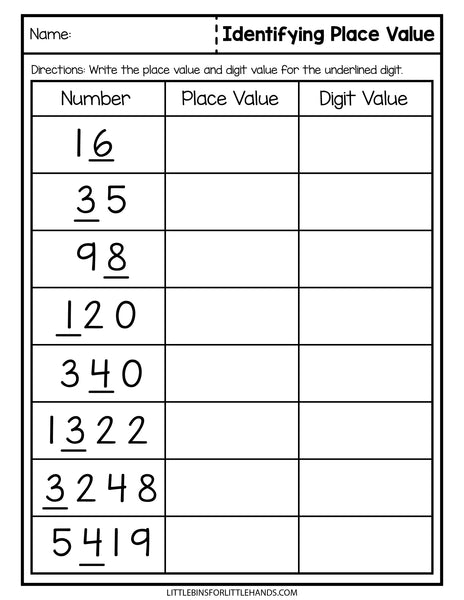 Math Place Value Worksheets