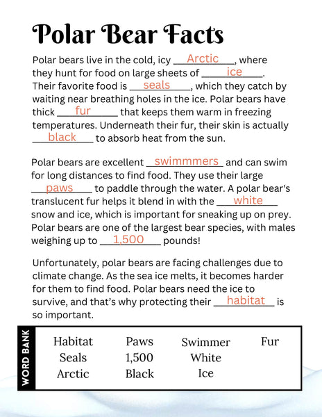 Polar Bear Activities Arctic Science Unit Study for Kids