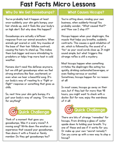 Science Fast Facts for Kids: Critical Thinking Micro Lessons