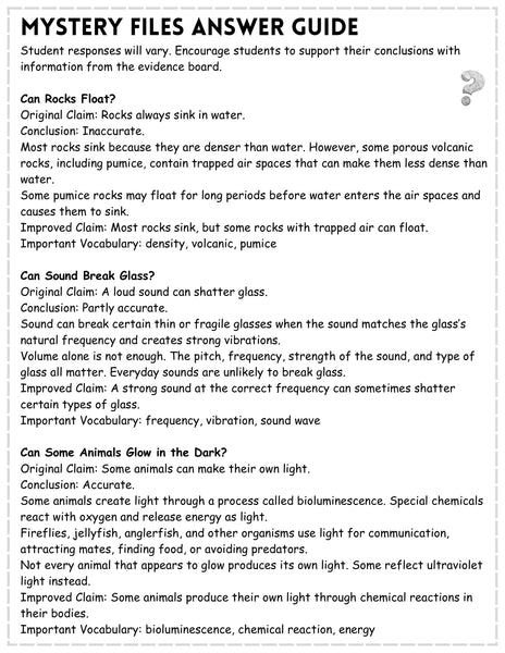 Science Detectives Mystery Files Printable | Grades 3–5