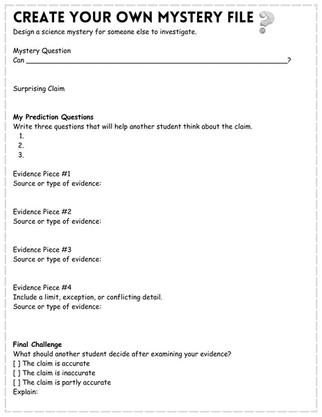 Science Detectives Mystery Files Printable | Grades 3–5