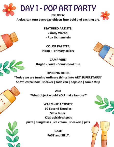 DIY Summer Art Camp | 5 Days of Famous Artist Projects, Games & Creative Fun