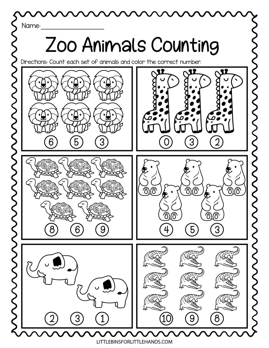 Math Zoo Preschool Pack – Little Bins for Little Hands