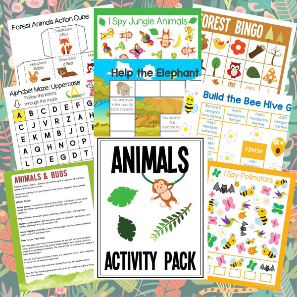 Animal & Bug Activity Pack | Printable Preschool Games, Math & Alphabet