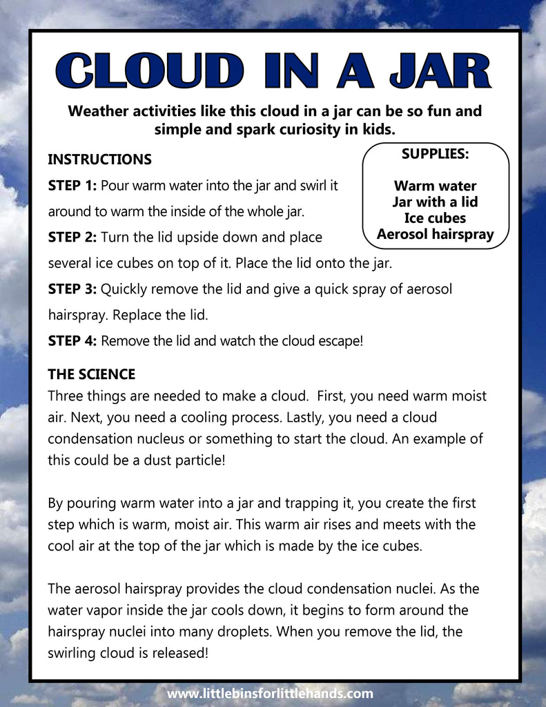 Weather Activity Science Weather Science Activities Pack for Kids – Little Bins for Little Hands