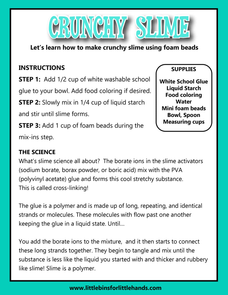 Slime Activator List for Making Your Own Slime Story - Little Bins for  Little Hands
