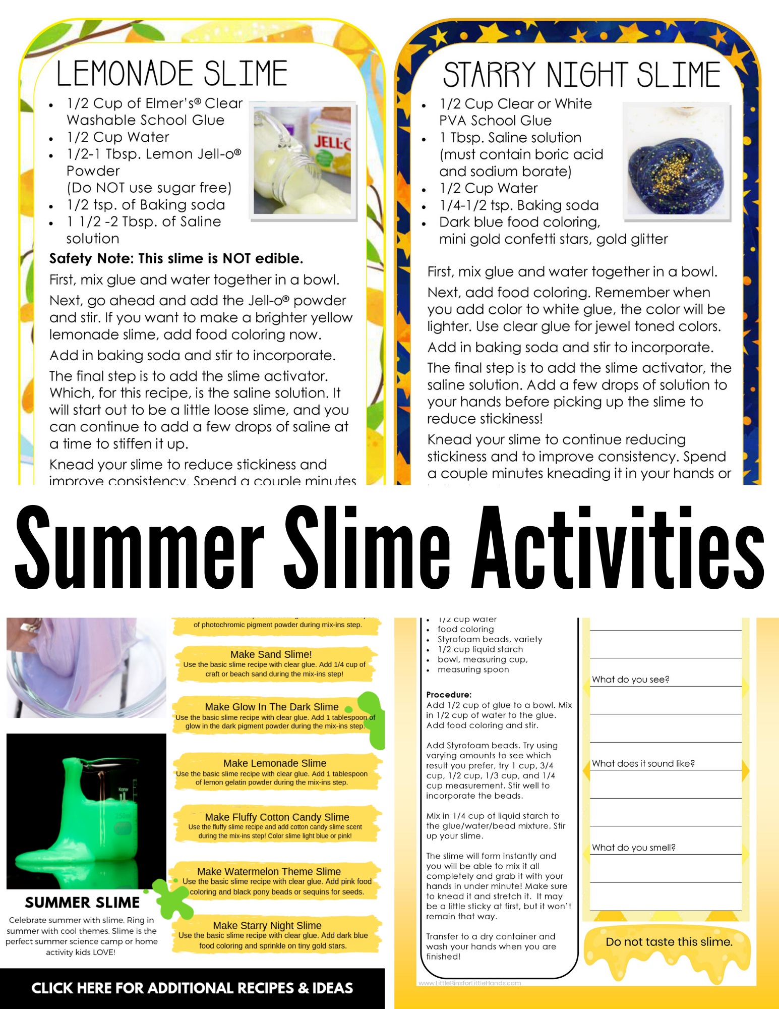 Recommended Supplies To Make Slime Story - Little Bins for Little Hands